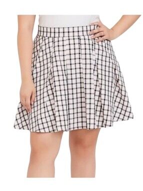 Torrid Retro Pleated Skater Style Pink Black Off White Plaid Skirt Plus Size 2X